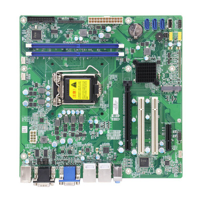 H110芯片组Micro ATX工控主板，支持第6/7/8/9代Intel Core系列处理器，LGA1151，DDR4，双Intel网卡，USB3.0，MSATA，SATA3.0，6/10 COMs，1x PCIE 16X，1x PCIE 4X，2x PCI